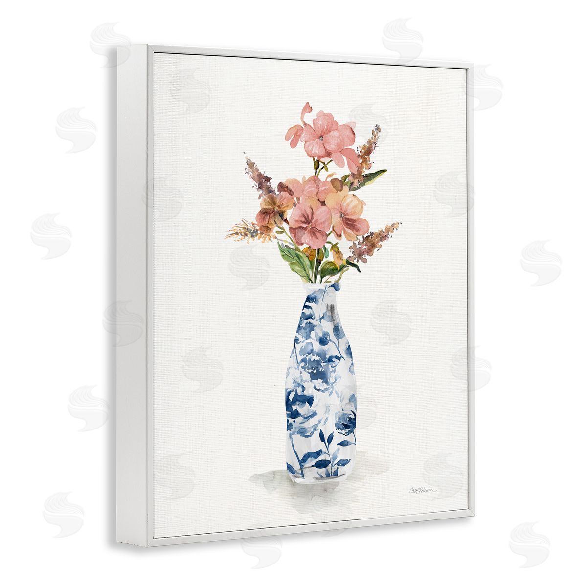Carol Robinson Chinoiserie Blooms Pink Florals White Frame Giclee Art Print