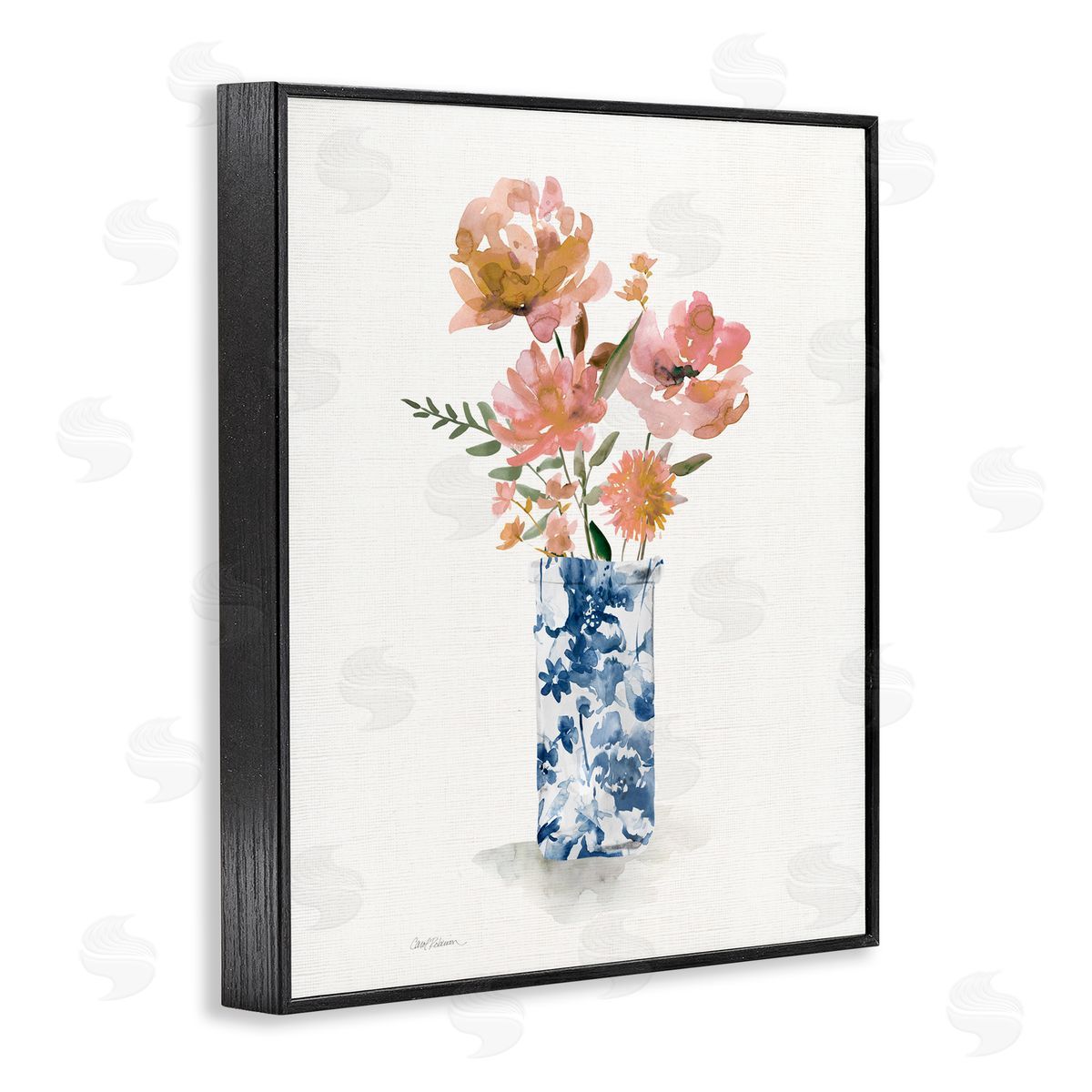 Carol Robinson Chinoiserie Blooms Pink Flowers Black Framed Giclee Art Print