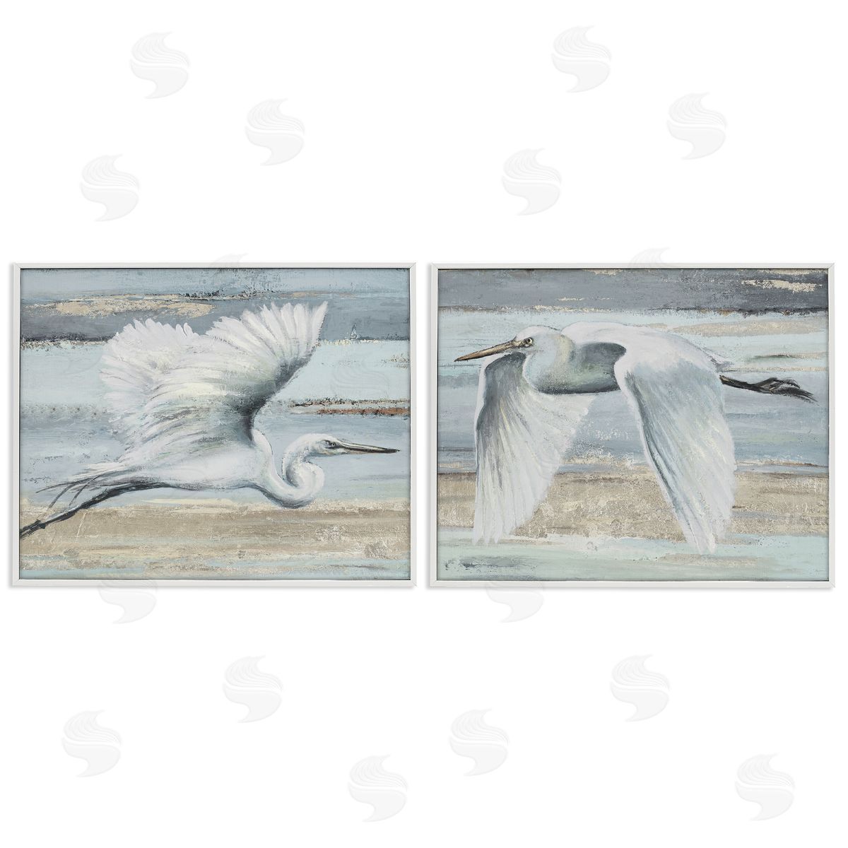 Patricia Pinto | Soaring Egrets over Shore
