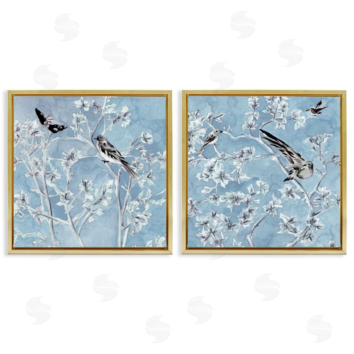 Melissa Wang | Minted Serenity Birds over Blue