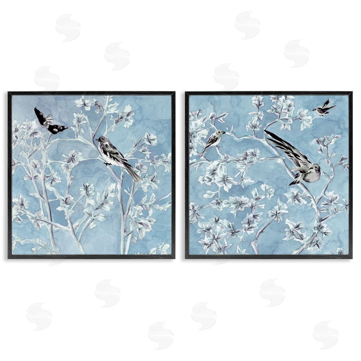 Melissa Wang | Minted Serenity Birds over Blue