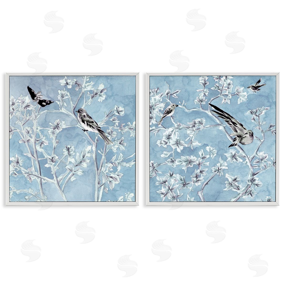 Melissa Wang | Minted Serenity Birds over Blue