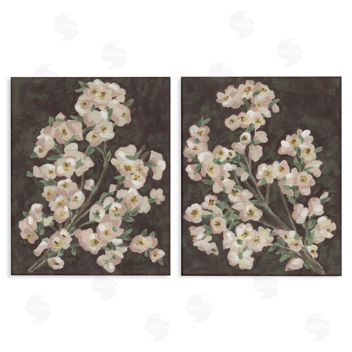 June Erica Vess | Flower Branches on Burgundy