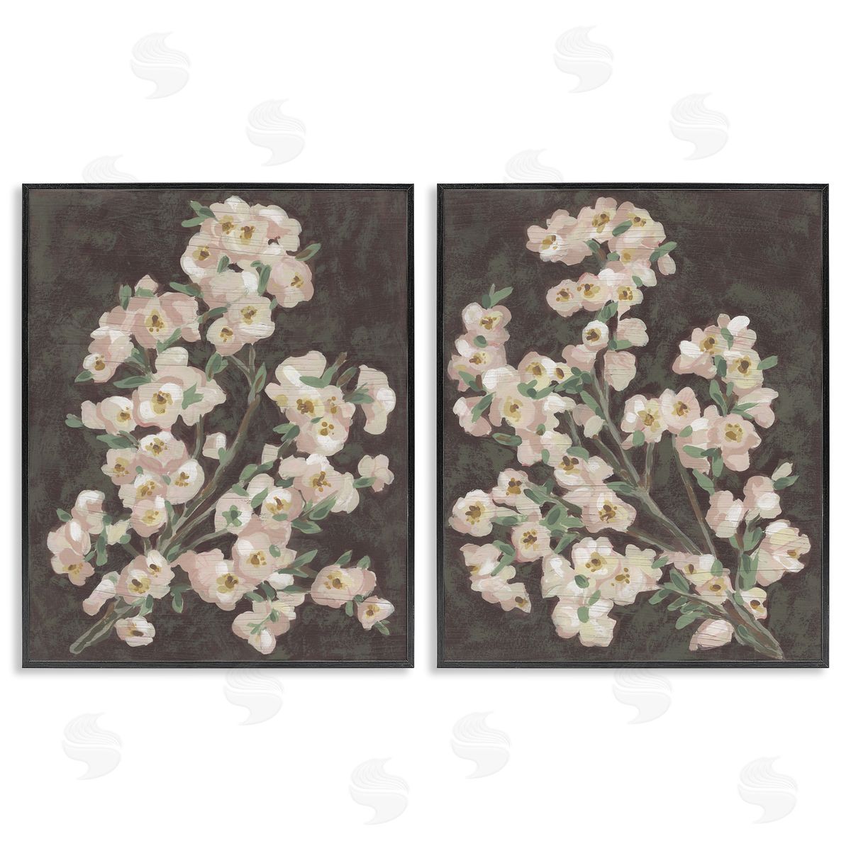 June Erica Vess | Flower Branches on Burgundy