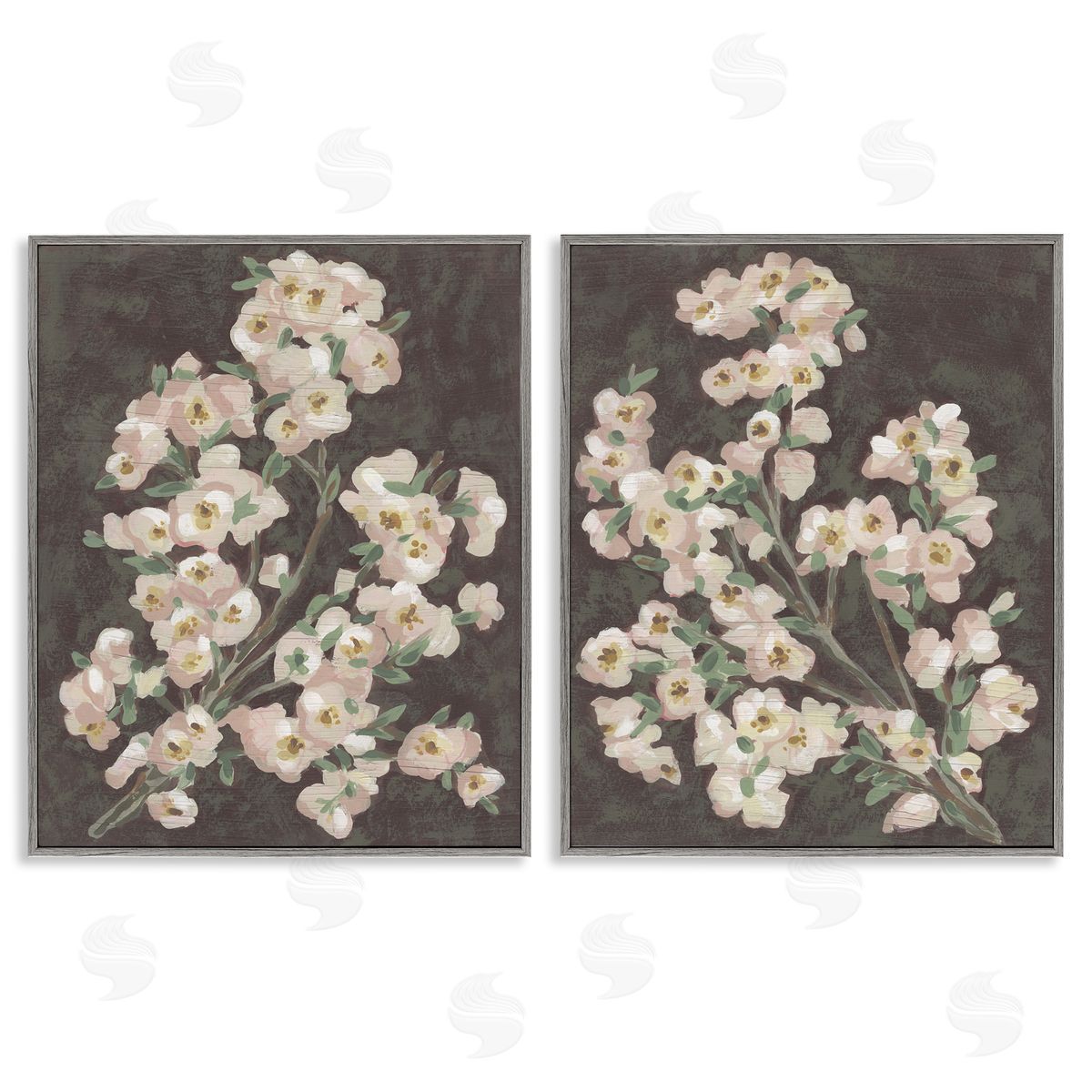 June Erica Vess | Flower Branches on Burgundy