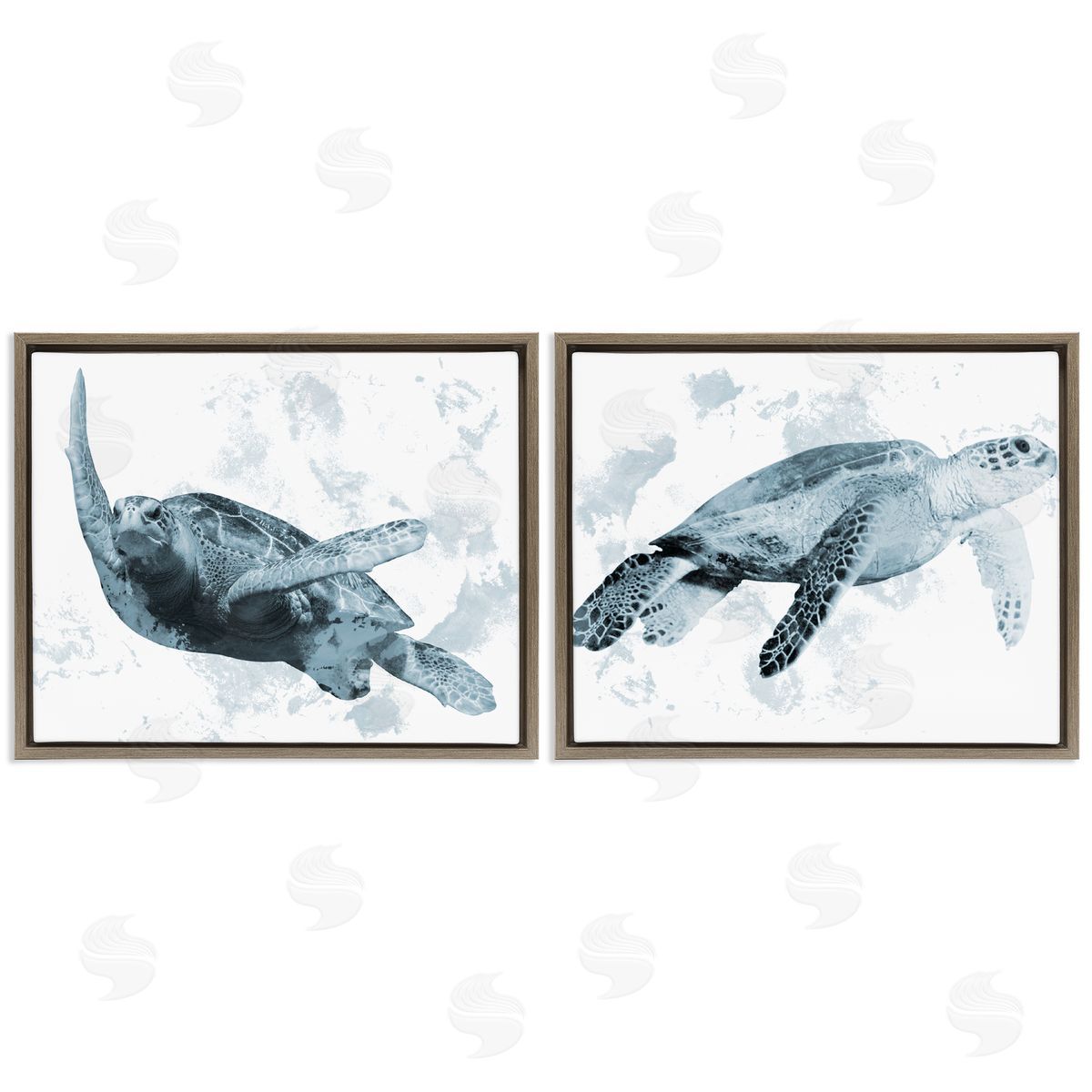 Marcus Prime Blue Weathered Turtle Portraits Canvas Wall Art Print