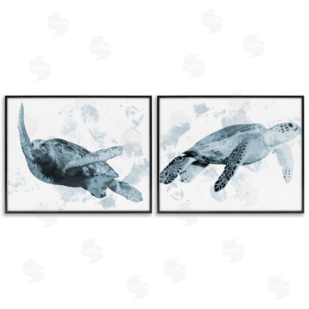 Marcus Prime Blue Weathered Turtle Portraits Canvas Wall Art Print