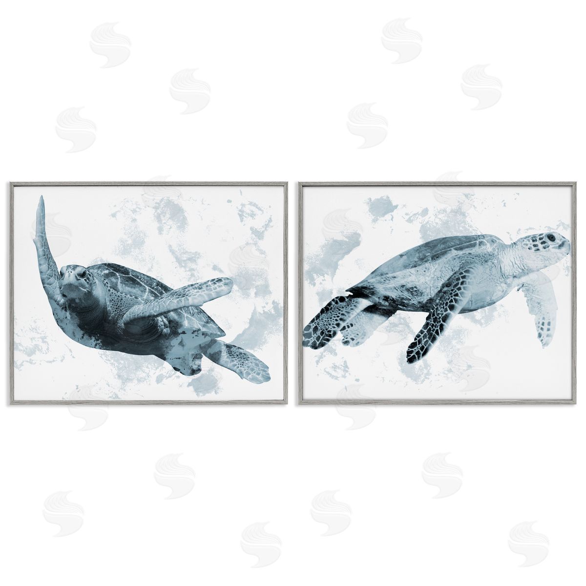 Marcus Prime Blue Weathered Turtle Portraits Canvas Wall Art Print