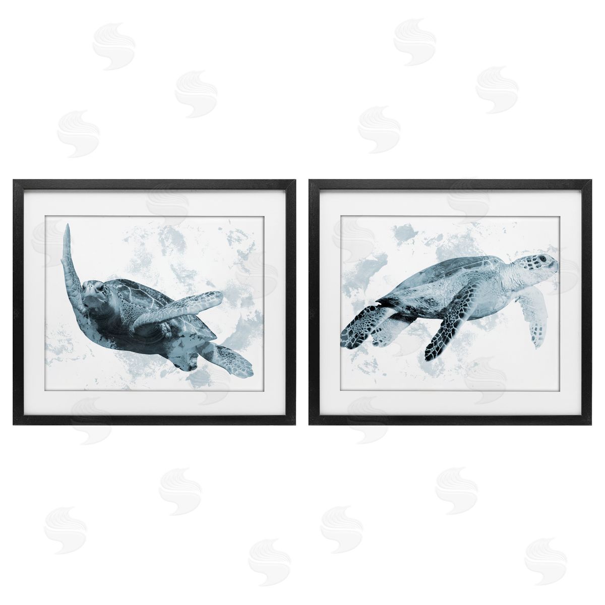 Marcus Prime Blue Weathered Turtle Portraits Canvas Wall Art Print