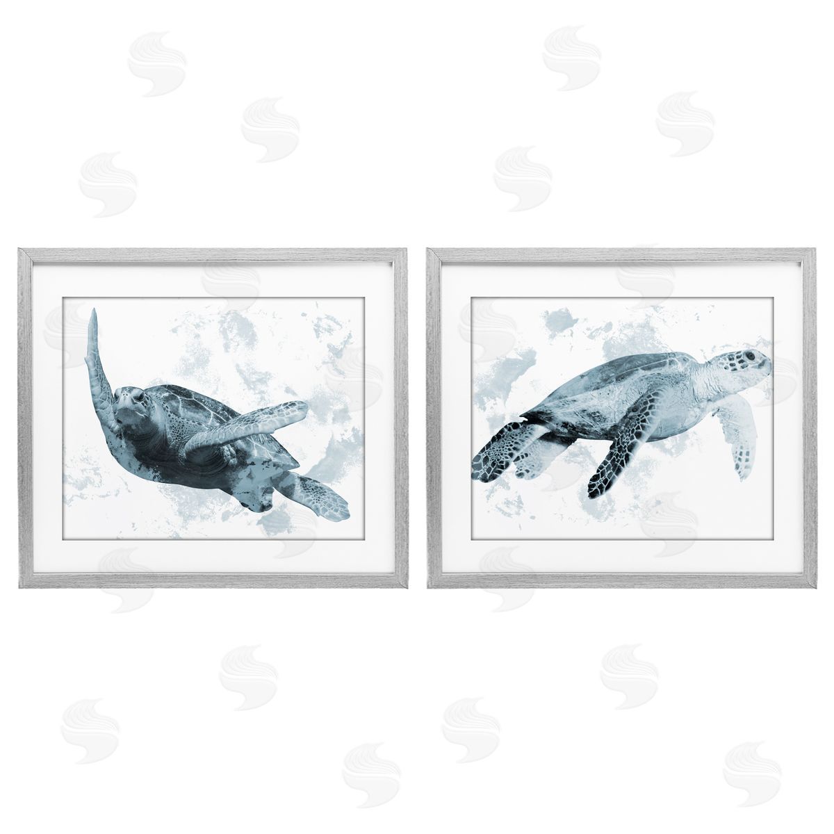 Marcus Prime Blue Weathered Turtle Portraits Canvas Wall Art Print