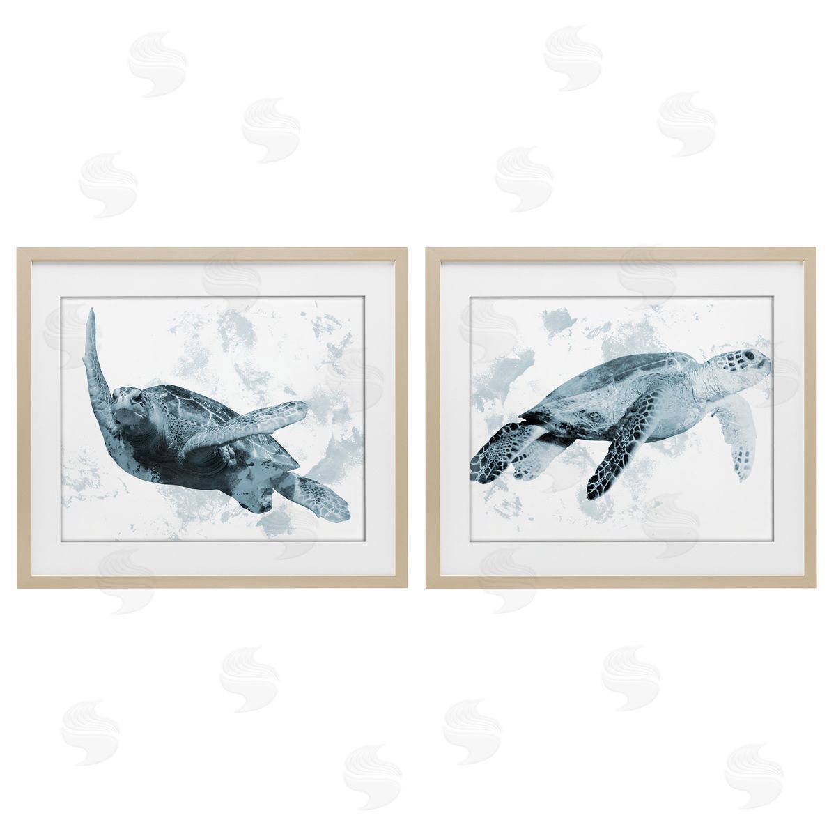 Marcus Prime Blue Weathered Turtle Portraits Canvas Wall Art Print