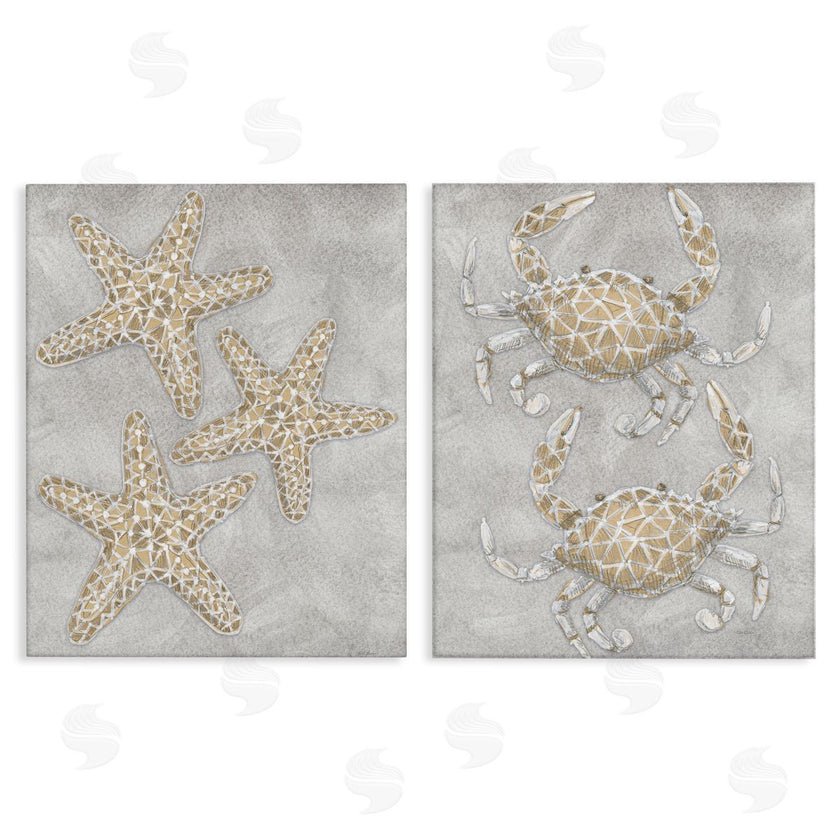 Patti Bishop | Grey Starfish & Crab Drawing