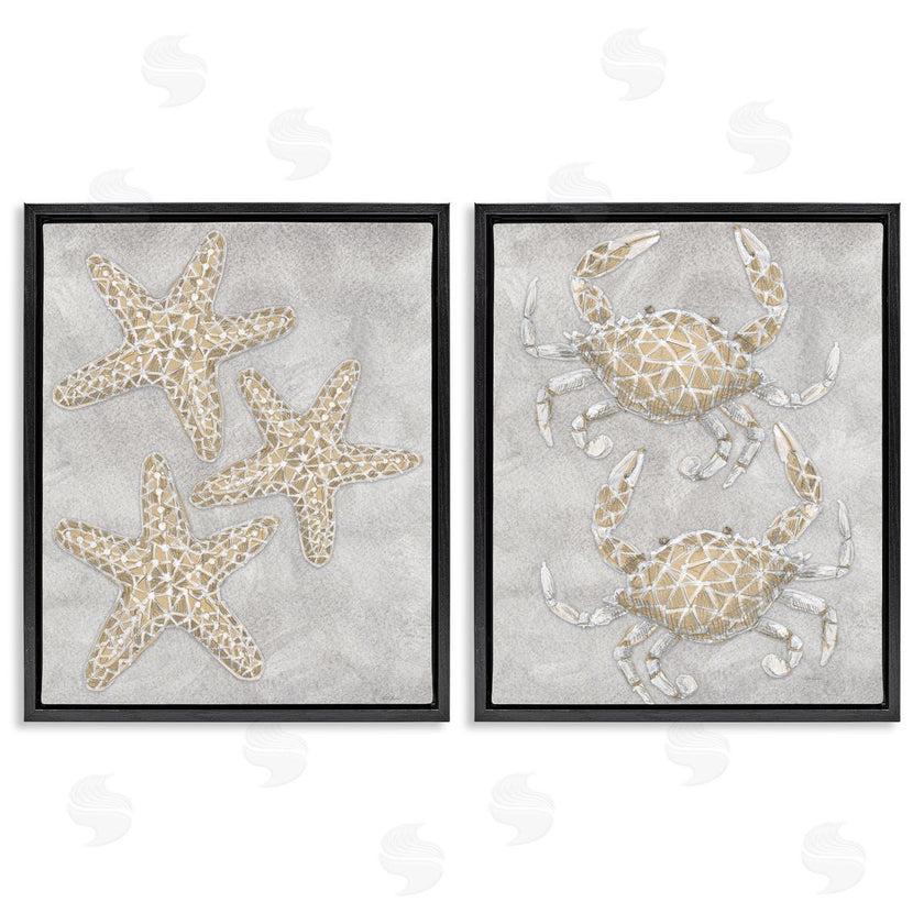 Patti Bishop | Grey Starfish & Crab Drawing
