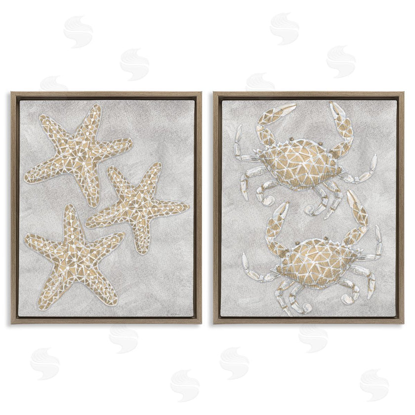 Patti Bishop | Grey Starfish & Crab Drawing