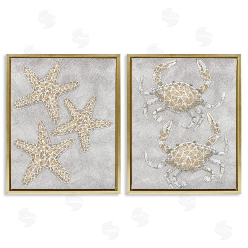 Patti Bishop | Grey Starfish & Crab Drawing