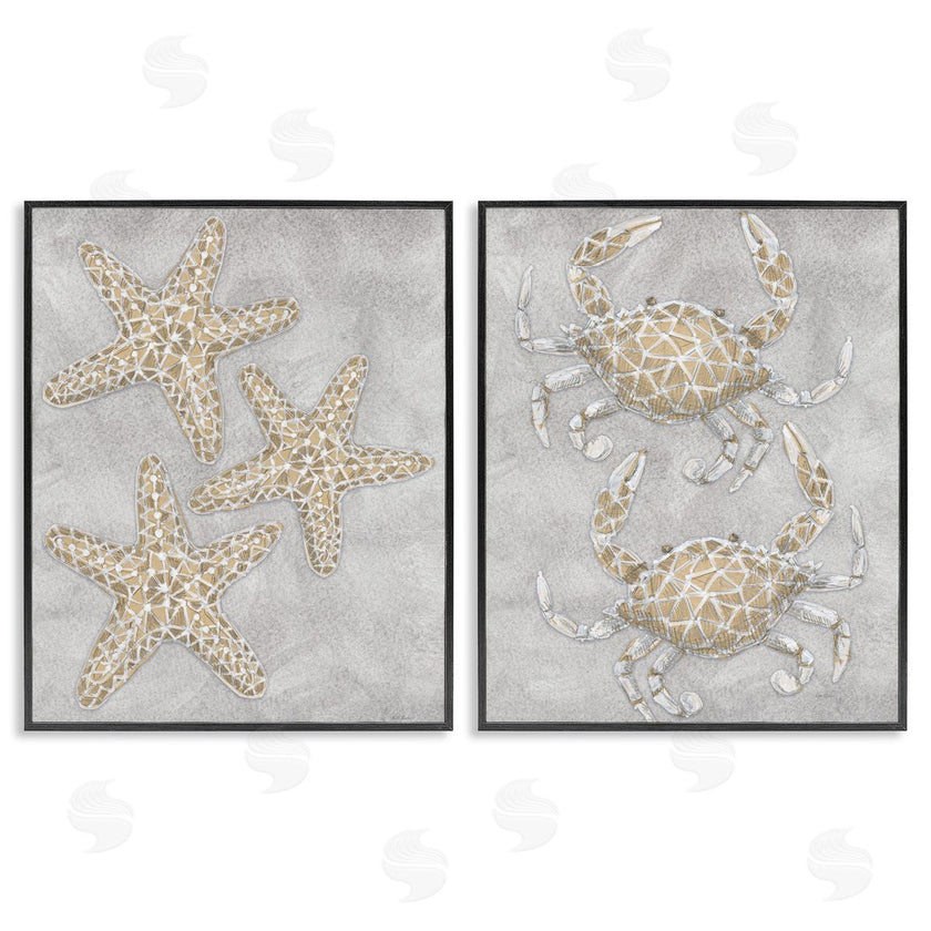 Patti Bishop | Grey Starfish & Crab Drawing