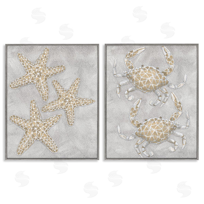 Patti Bishop | Grey Starfish & Crab Drawing