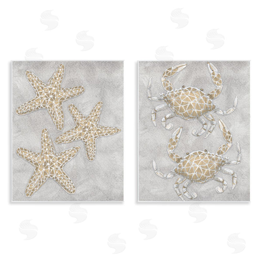 Patti Bishop | Grey Starfish & Crab Drawing