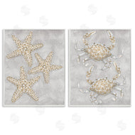 Patti Bishop | Grey Starfish & Crab Drawing