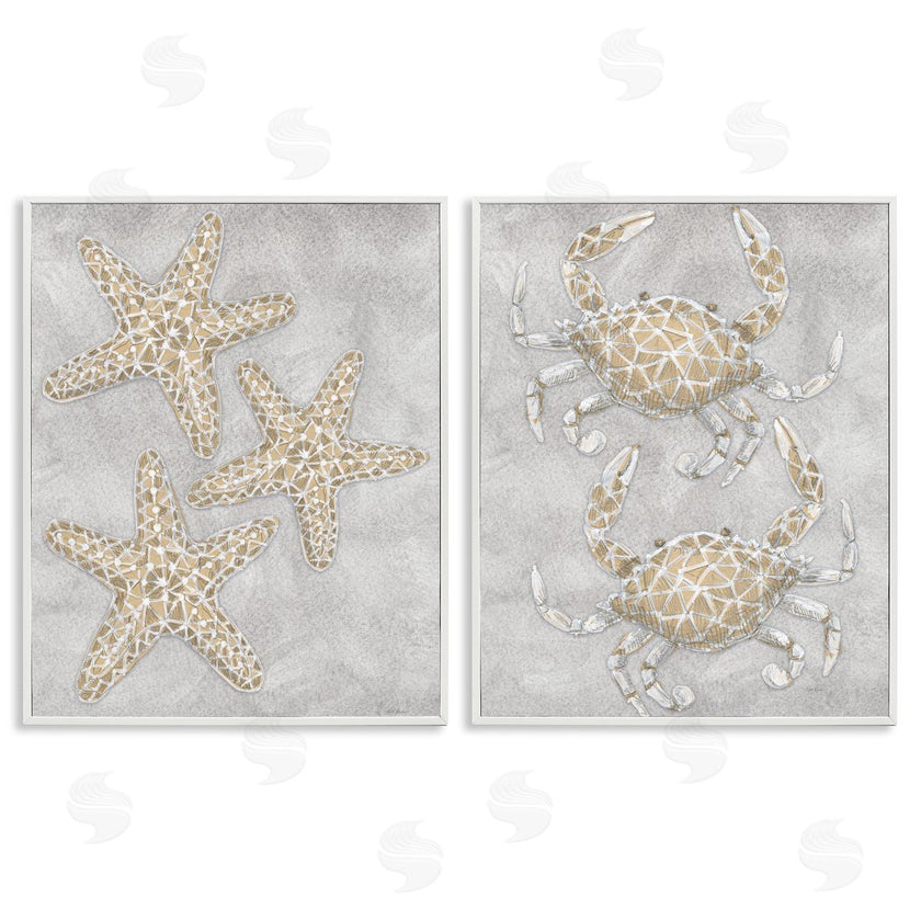 Patti Bishop | Grey Starfish & Crab Drawing