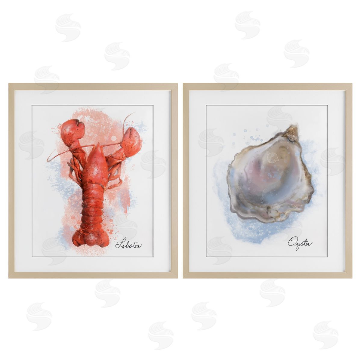 Matthew Piotrowicz Lobster & Oyster Coastal Seafood Canvas Wall Art Print