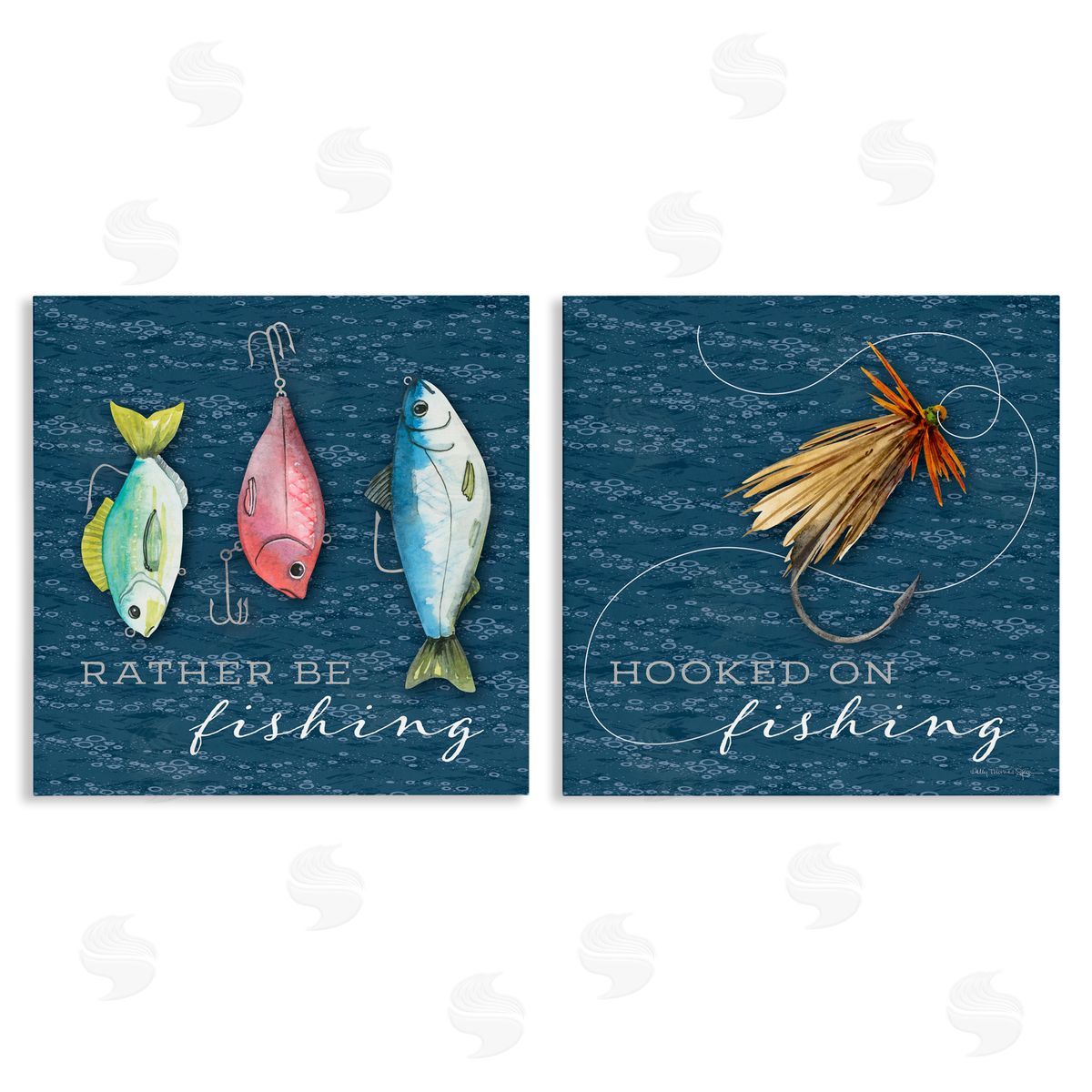Holly Thomas Stein Gone Fishing Sayings Canvas Wall Art Print