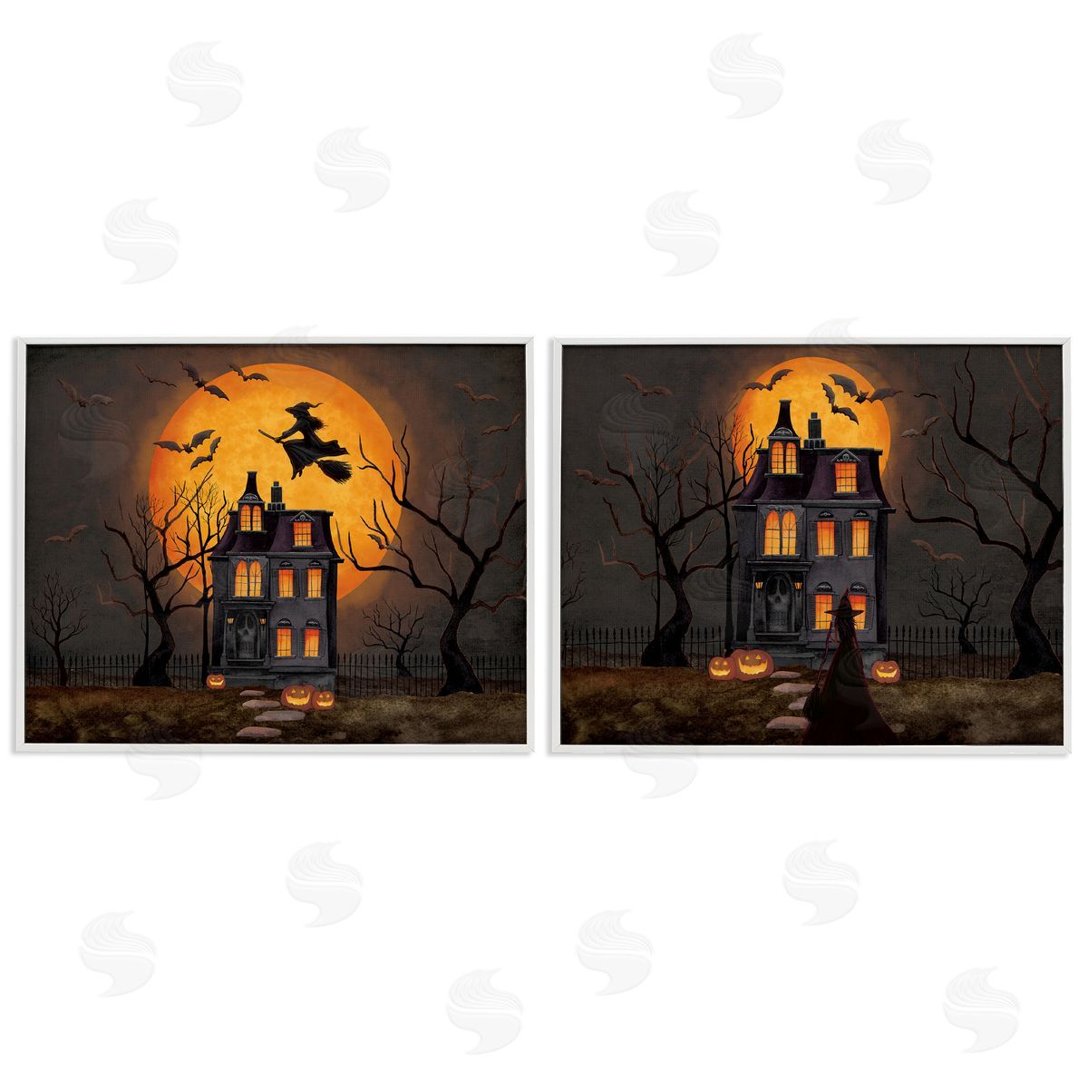 Nicole Tamarin Haunted Houses with Moon Canvas Wall Art Print
