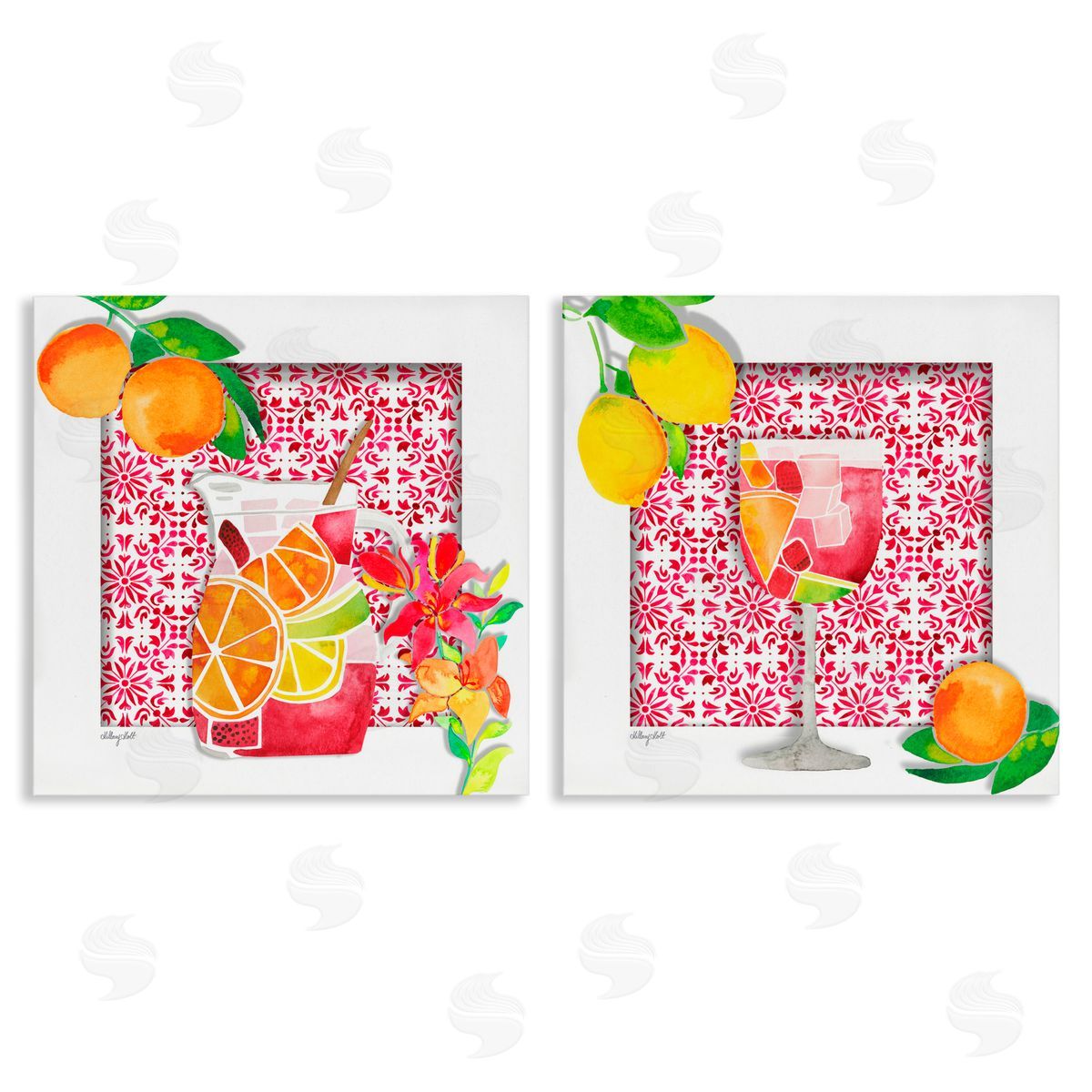 Sangria Pitcher & Glass Canvas Wall Art, Home Decor by Hillary Holt