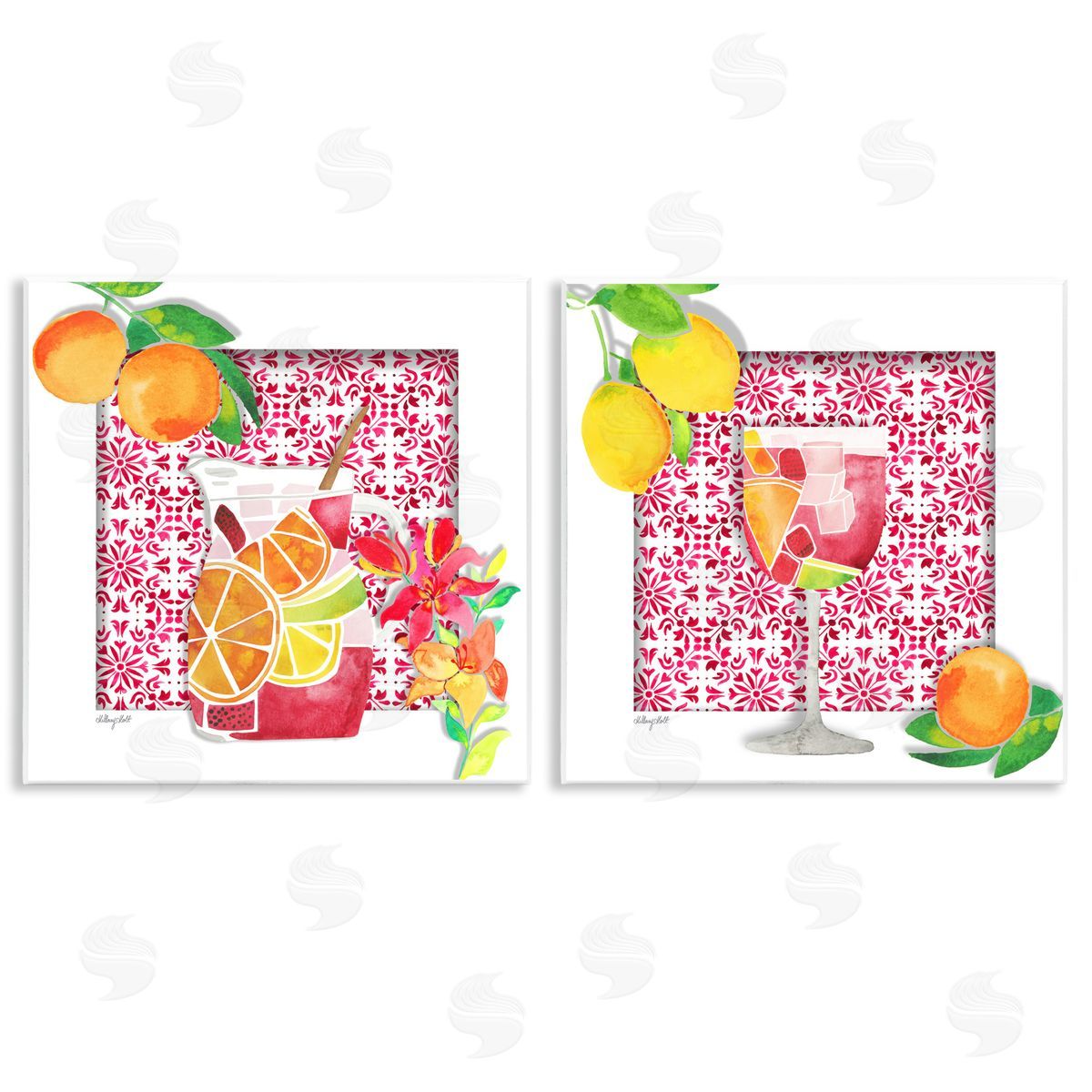 Sangria Pitcher & Glass Wood Plaque Wall Art, Home Decor by Hillary Holt