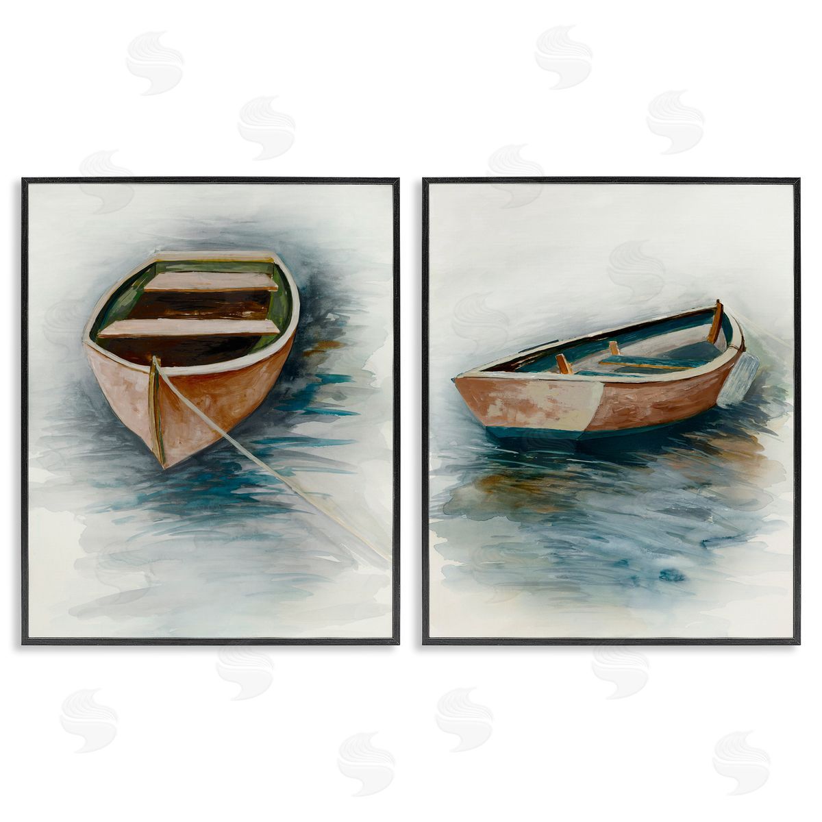 Jacob Q Tranquil Drifting Boat Canvas Wall Art Print