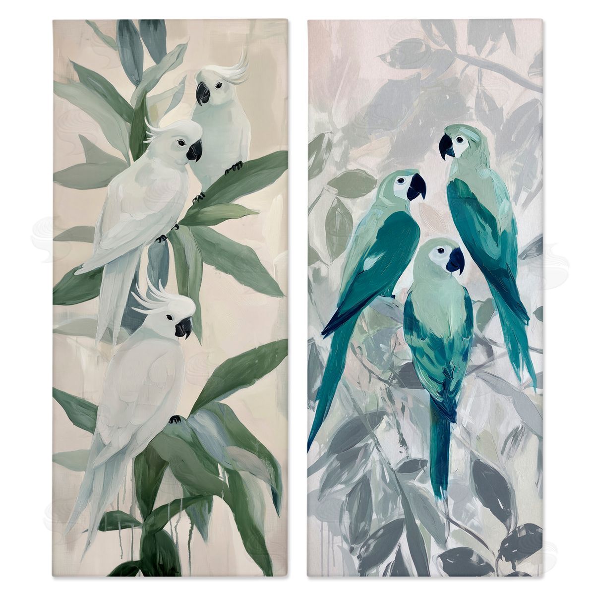 Amanda Tsoukanelis Parrot Trios Perched Canvas Wall Art Print