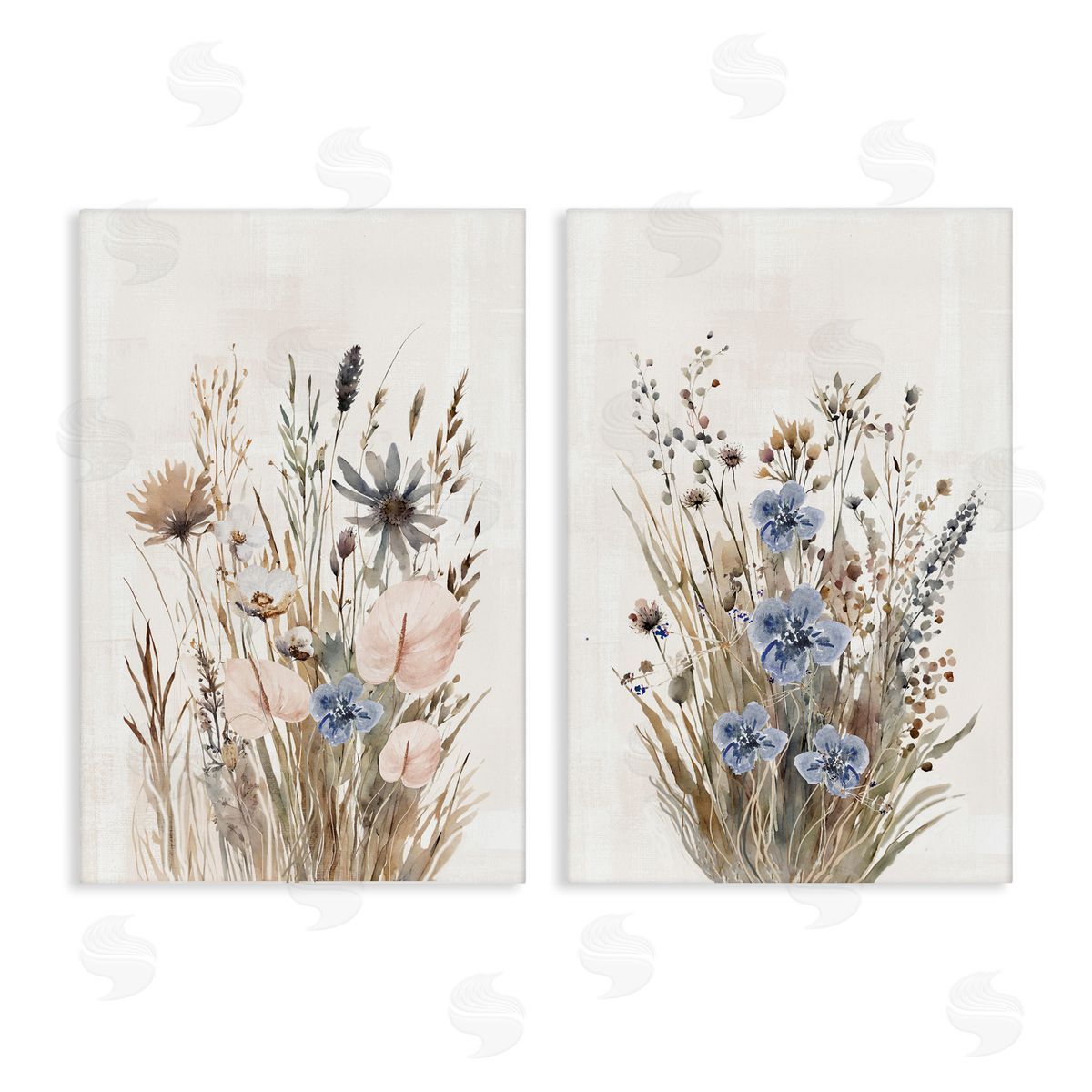 1x Soft Cottage Grasses Canvas Wall Art Print