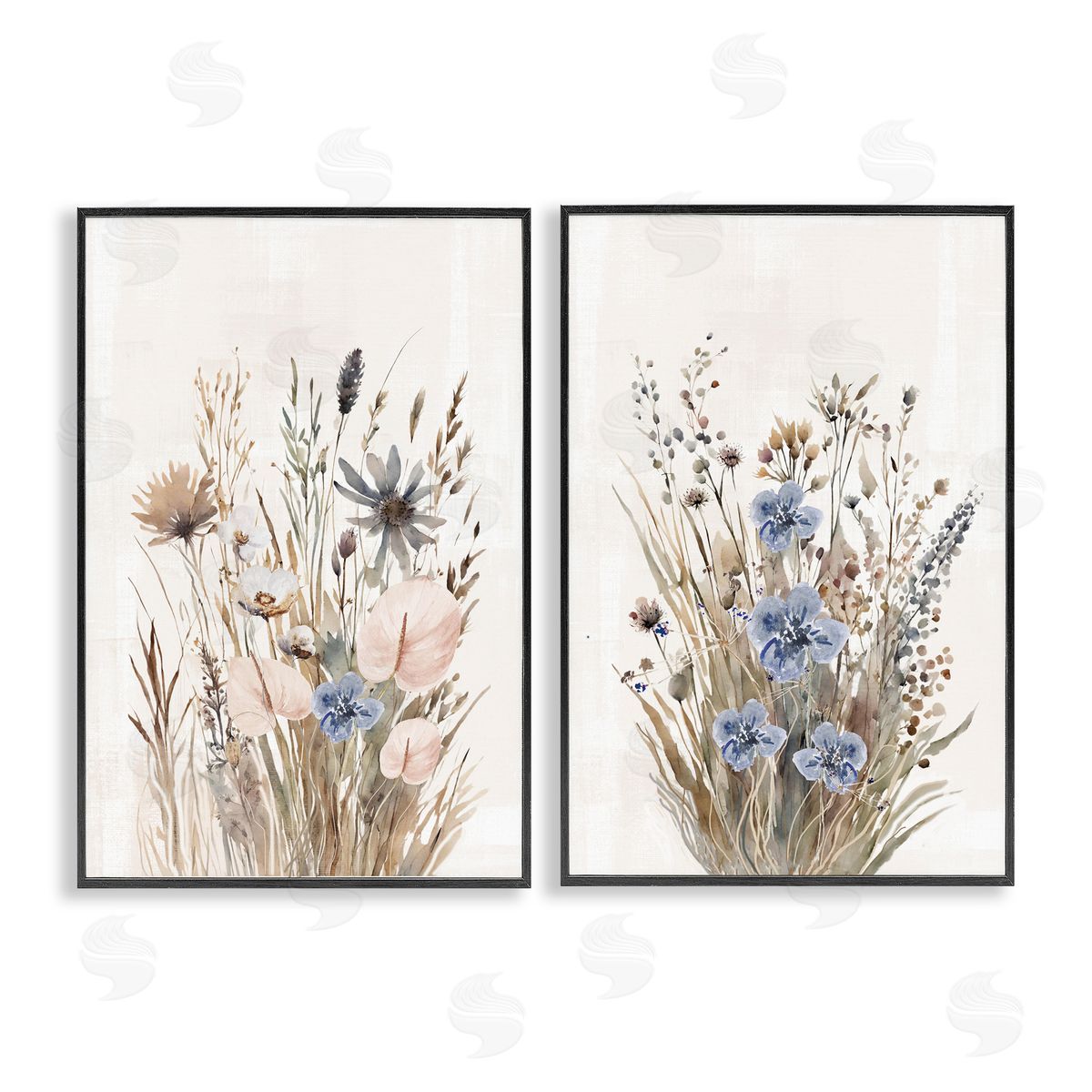 1x Soft Cottage Grasses Canvas Wall Art Print
