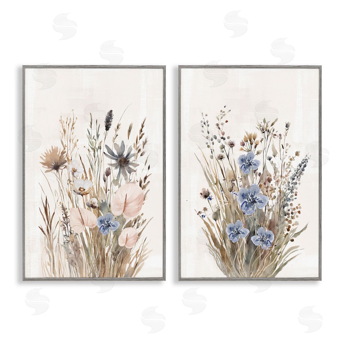 1x Soft Cottage Grasses Canvas Wall Art Print