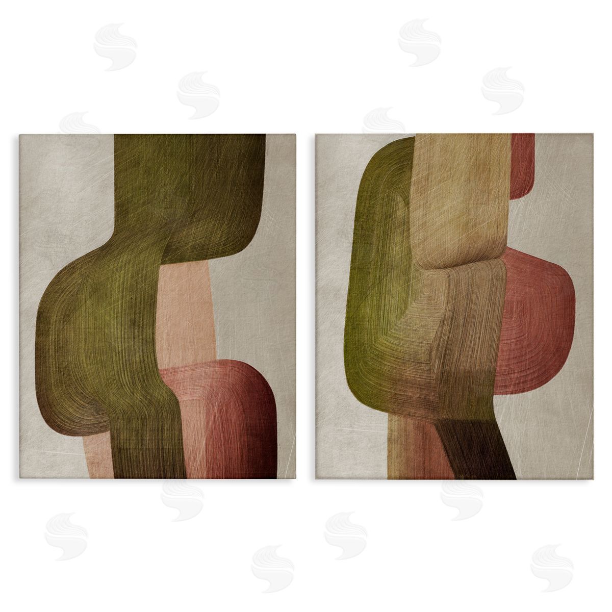 1x Metal Brush Curvatures Canvas Wall Art Print