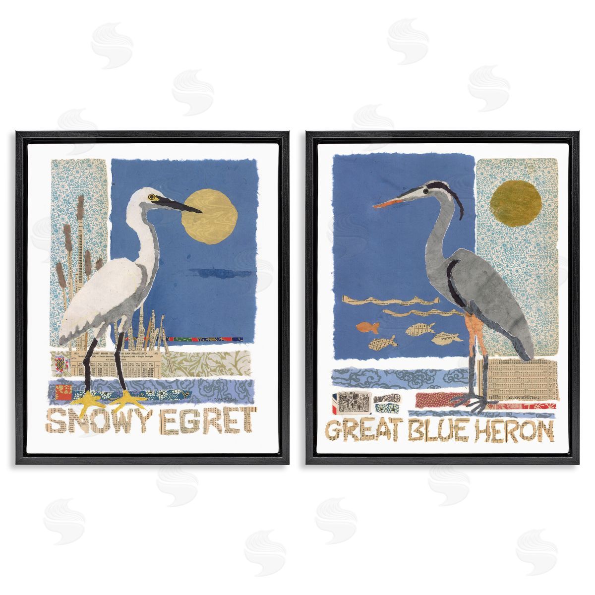 Nancy Overton Snowy Egret & Great Blue Heron Canvas Wall Art Print