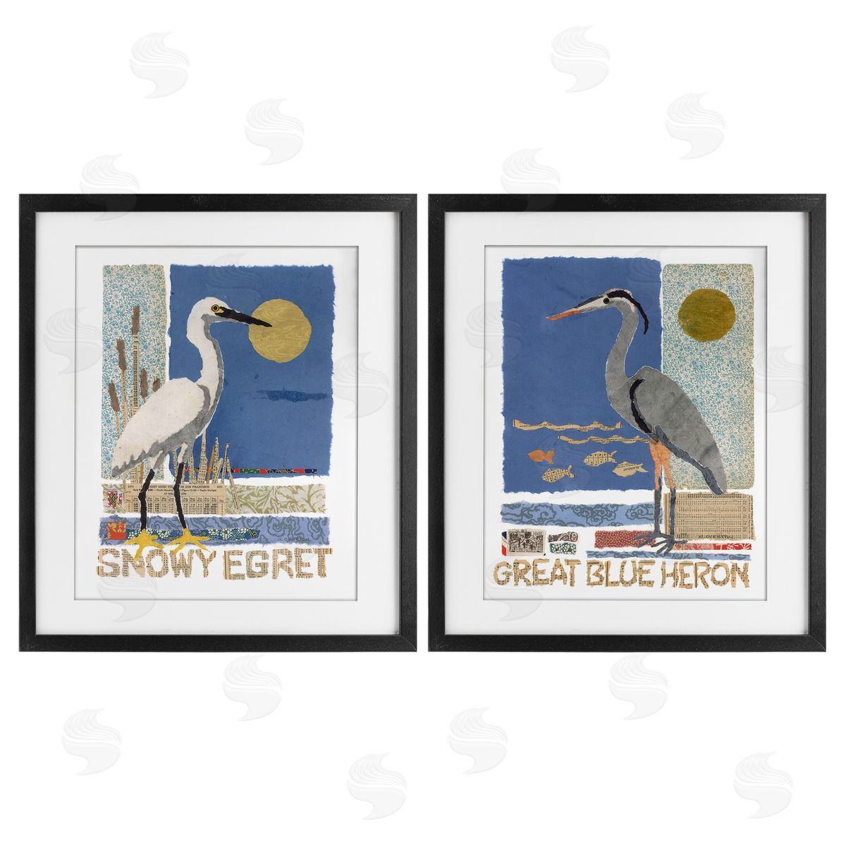 Nancy Overton Snowy Egret & Great Blue Heron Canvas Wall Art Print