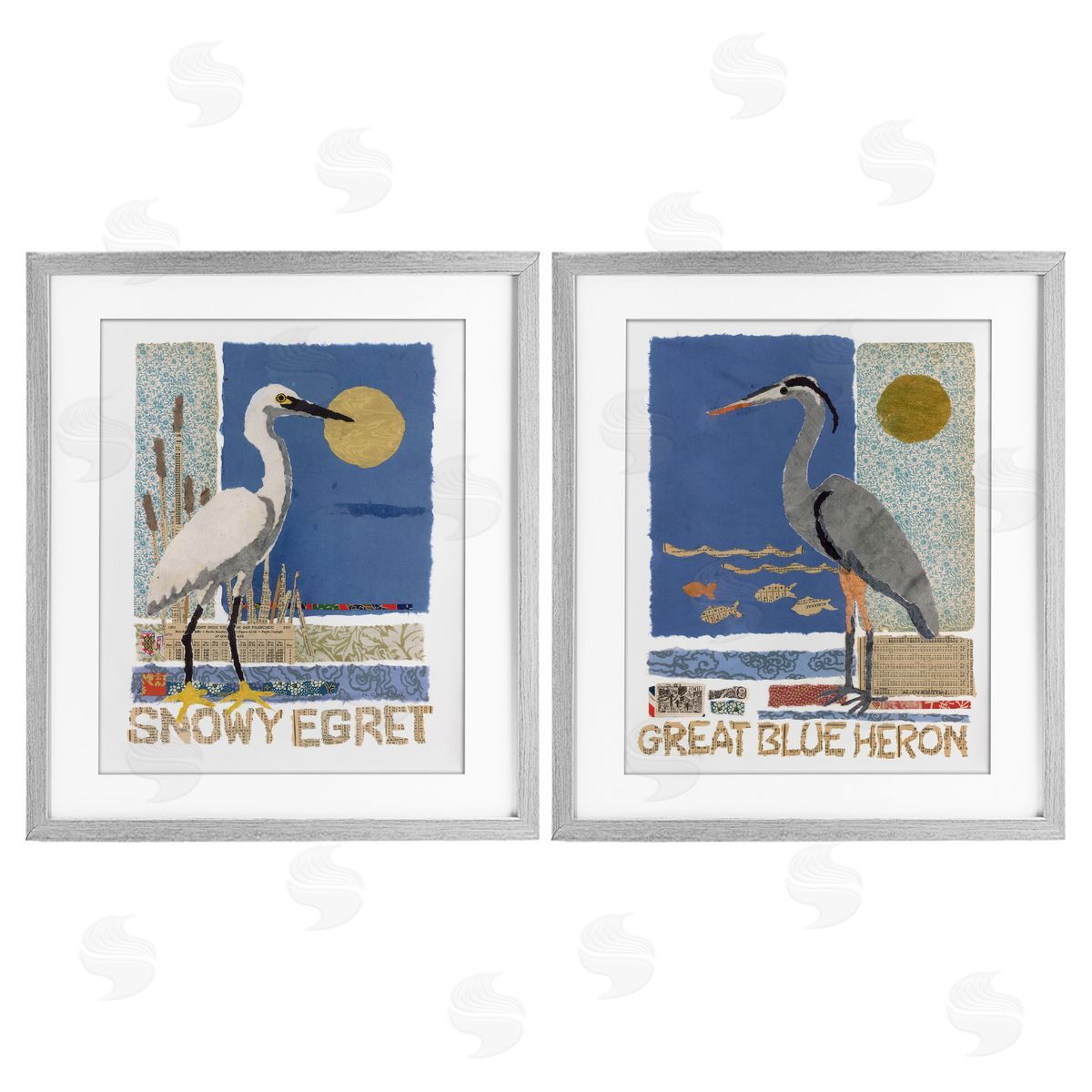 Nancy Overton Snowy Egret & Great Blue Heron Canvas Wall Art Print