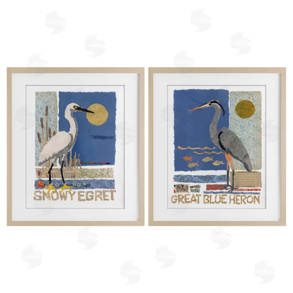 Nancy Overton Snowy Egret & Great Blue Heron Canvas Wall Art Print