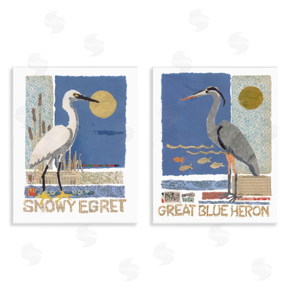 Nancy Overton Snowy Egret & Great Blue Heron Canvas Wall Art Print