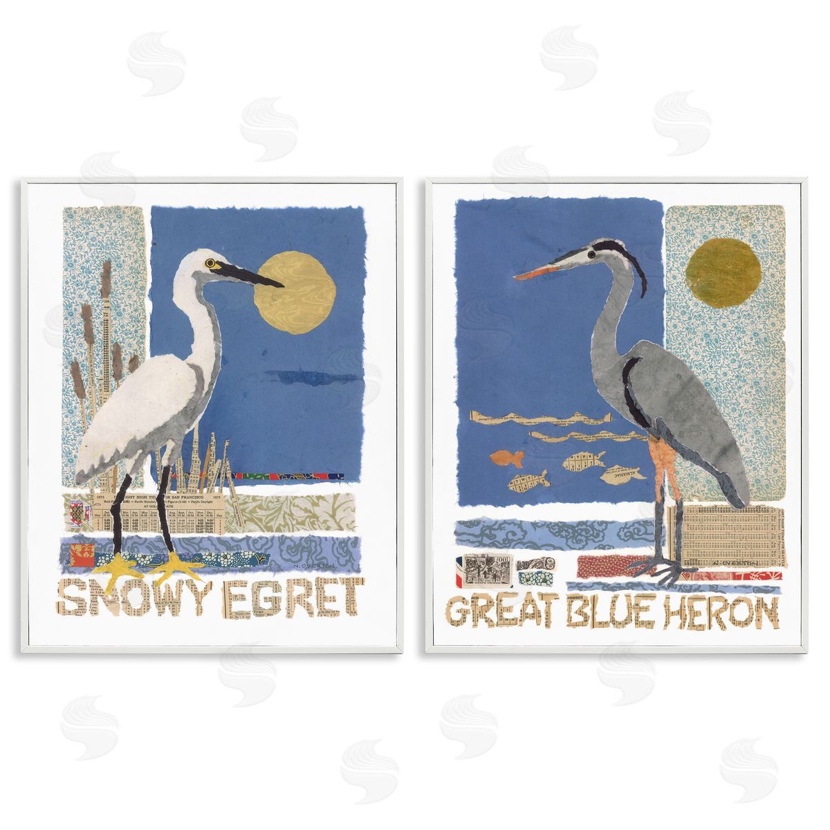 Nancy Overton Snowy Egret & Great Blue Heron Canvas Wall Art Print