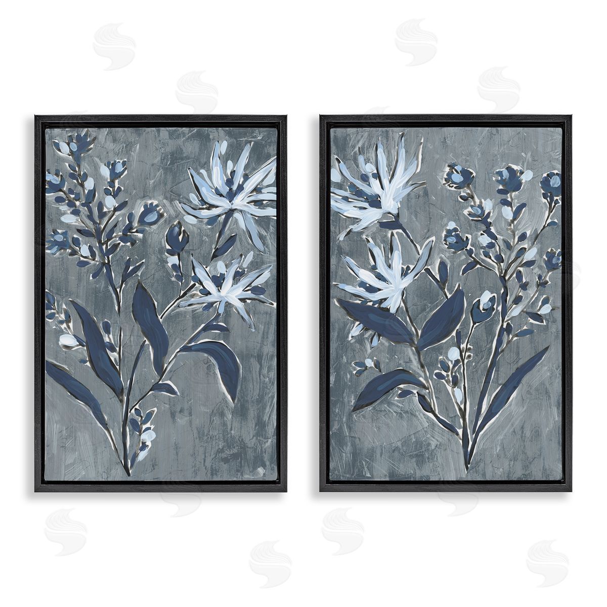 June Erica Vess Navy Flower Sprigs Canvas Wall Art Print