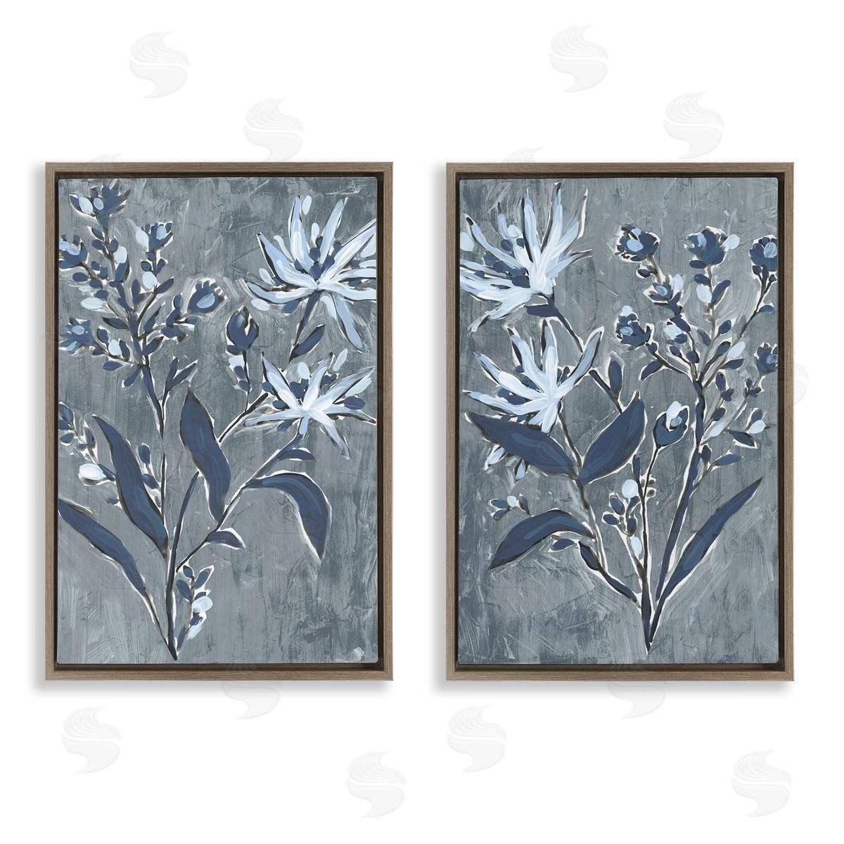 June Erica Vess Navy Flower Sprigs Canvas Wall Art Print