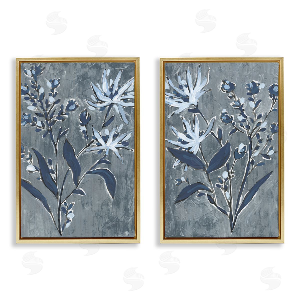 June Erica Vess Navy Flower Sprigs Canvas Wall Art Print