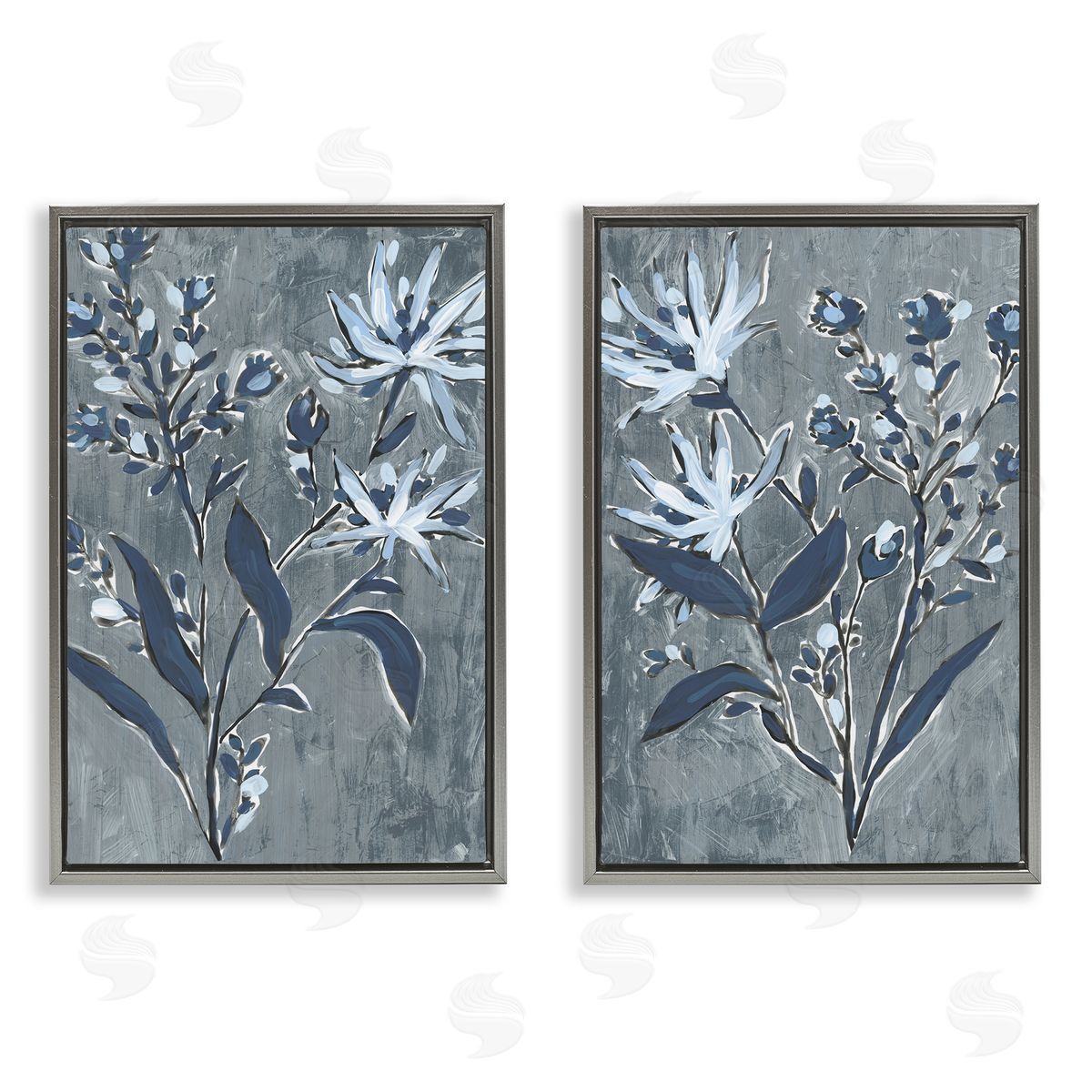 June Erica Vess Navy Flower Sprigs Canvas Wall Art Print
