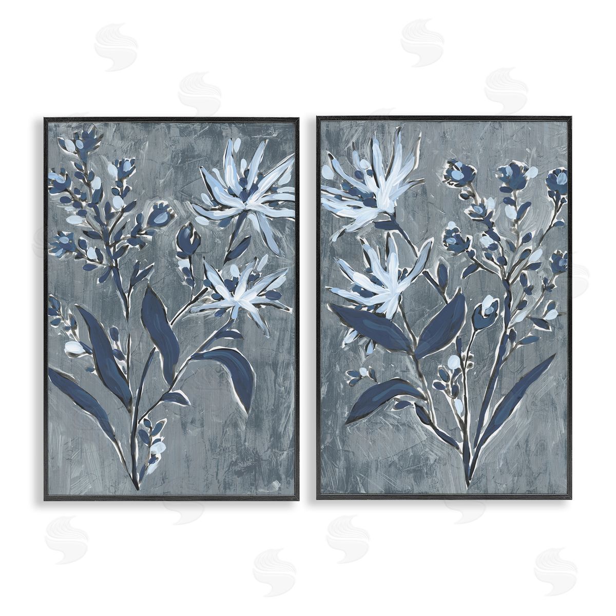 June Erica Vess Navy Flower Sprigs Canvas Wall Art Print