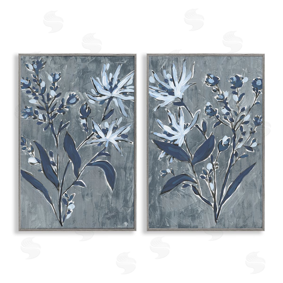 June Erica Vess Navy Flower Sprigs Canvas Wall Art Print