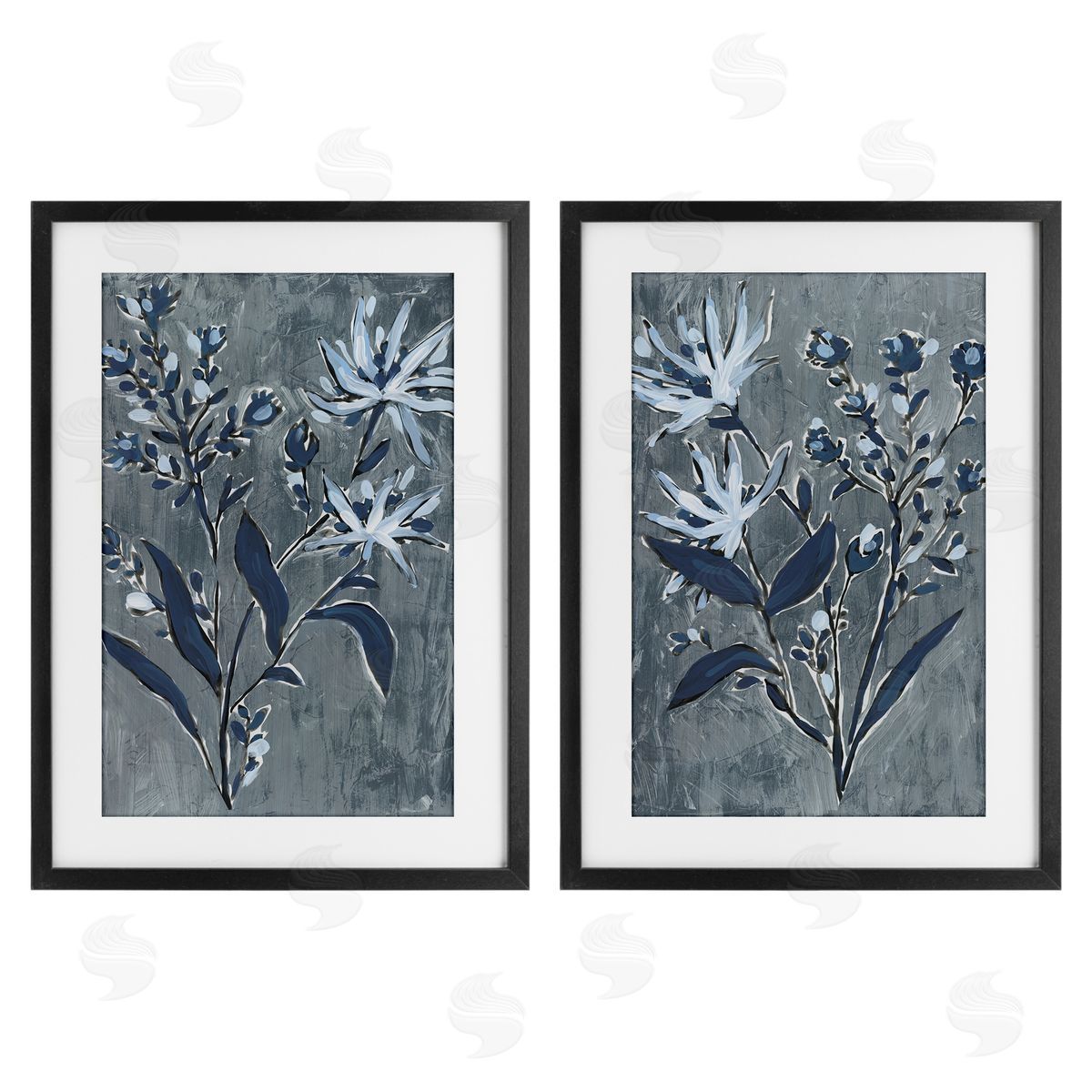 June Erica Vess Navy Flower Sprigs Canvas Wall Art Print