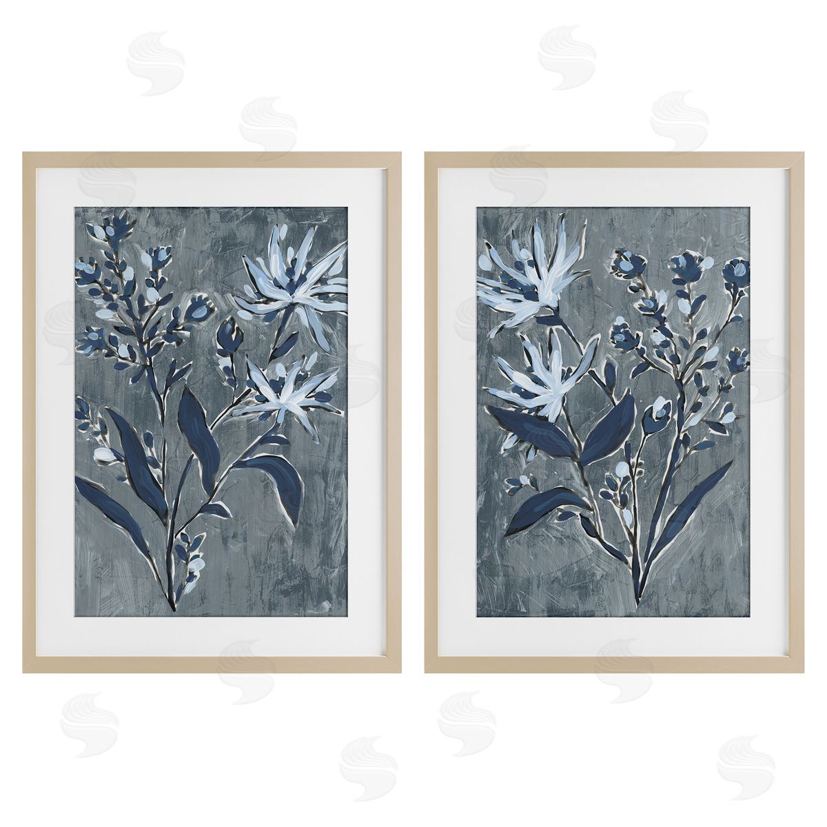 June Erica Vess Navy Flower Sprigs Canvas Wall Art Print