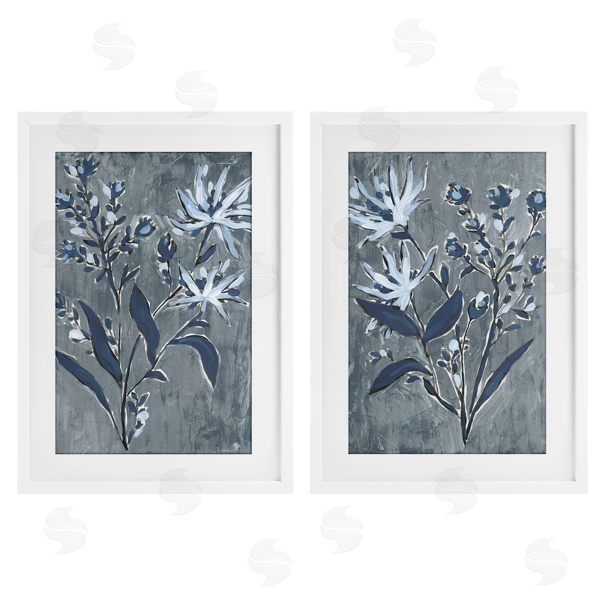June Erica Vess Navy Flower Sprigs Canvas Wall Art Print